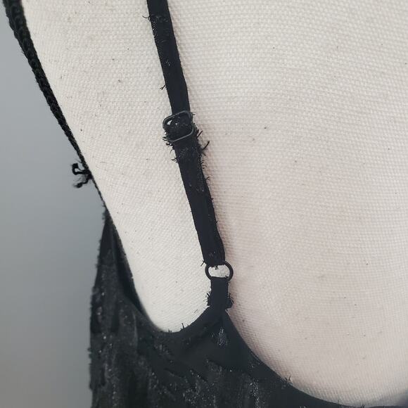 BCBGeneration Black Spaghetti Strap Tiered Shimmer Romper S - Picture 9 of 13